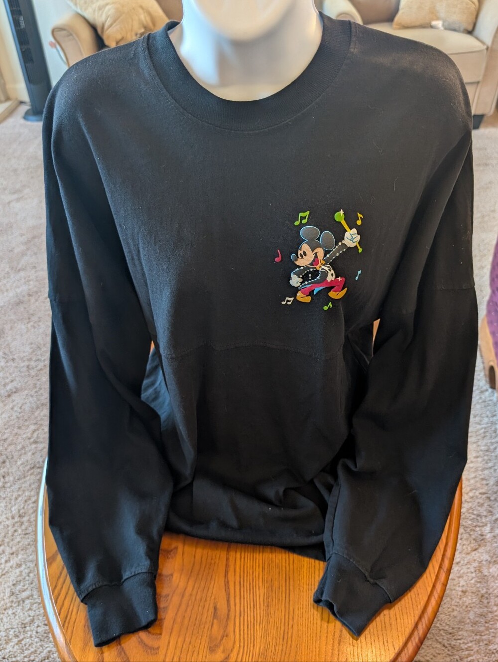 Disney Black Crewneck Sweatshirt with Colorful Mickey Graphic, Size S